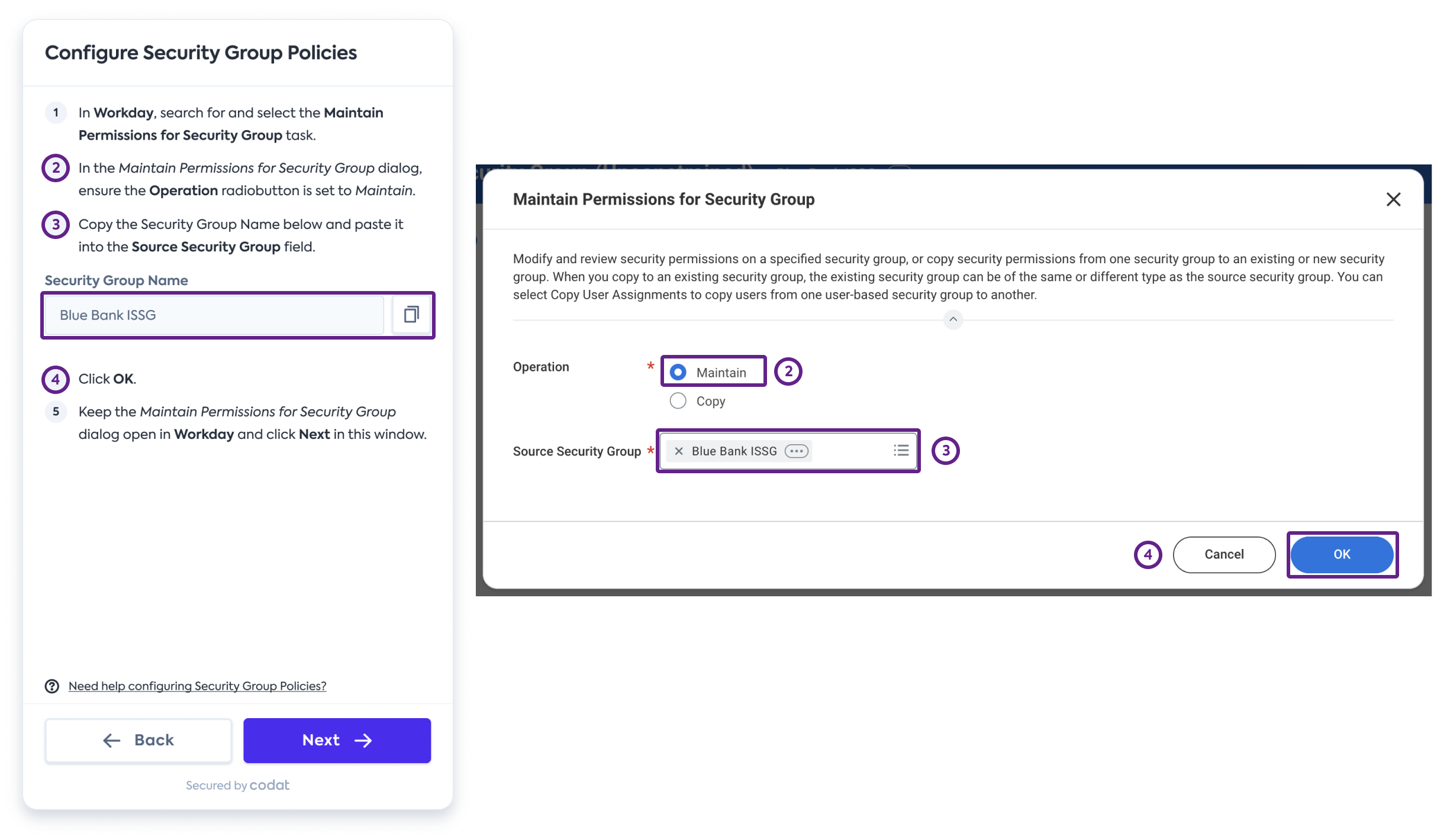 Capture d'écran de l'interface de Workday affichant la relation entre cette interface utilisateur et celle de Workday.
