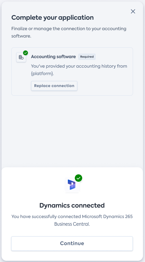 Capture d'écran d'un écran de connexion Dynamics BC réussie.